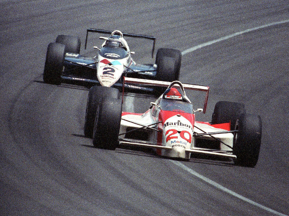 Emerson Fittipaldi und Al Unser Jr. beim Indy 500 1989